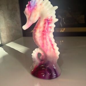 Seahorse Candle 🕯️ Ocean Coastal Decor Pink & Purple Art Candle